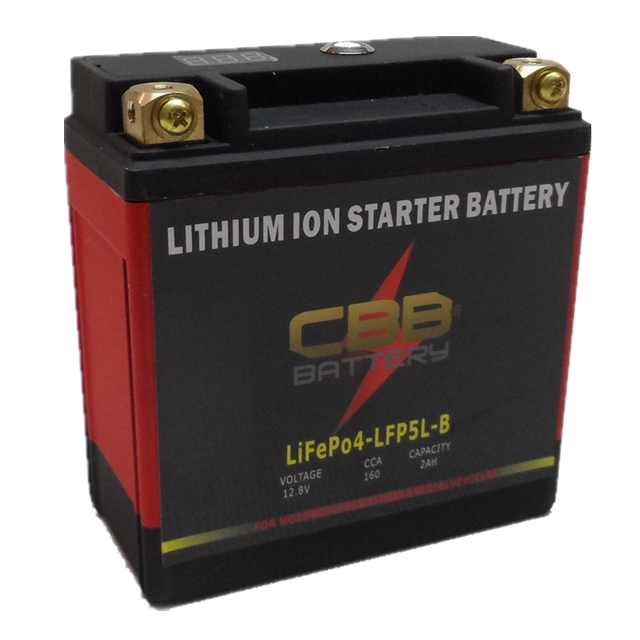 12.8V 2ah LiFePO4 Power Lithium Motorcycle Battery LFP5L-B
