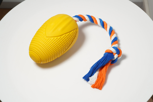 rubber corn with rope dog toy