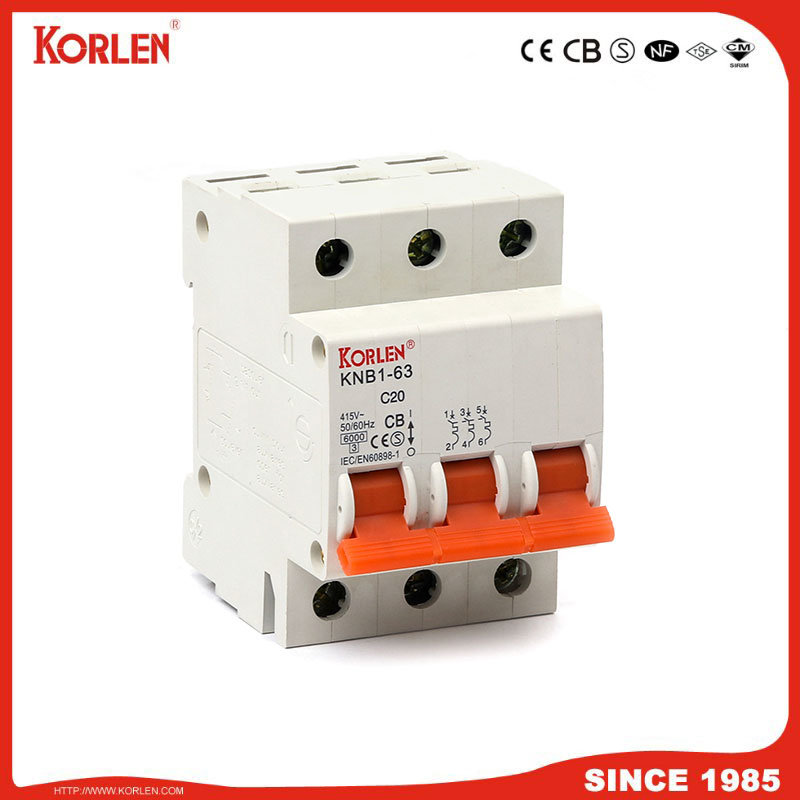 Miniature Circuit Breaker 3p MCB Dz47 Type 6A-63A with Double Wiring