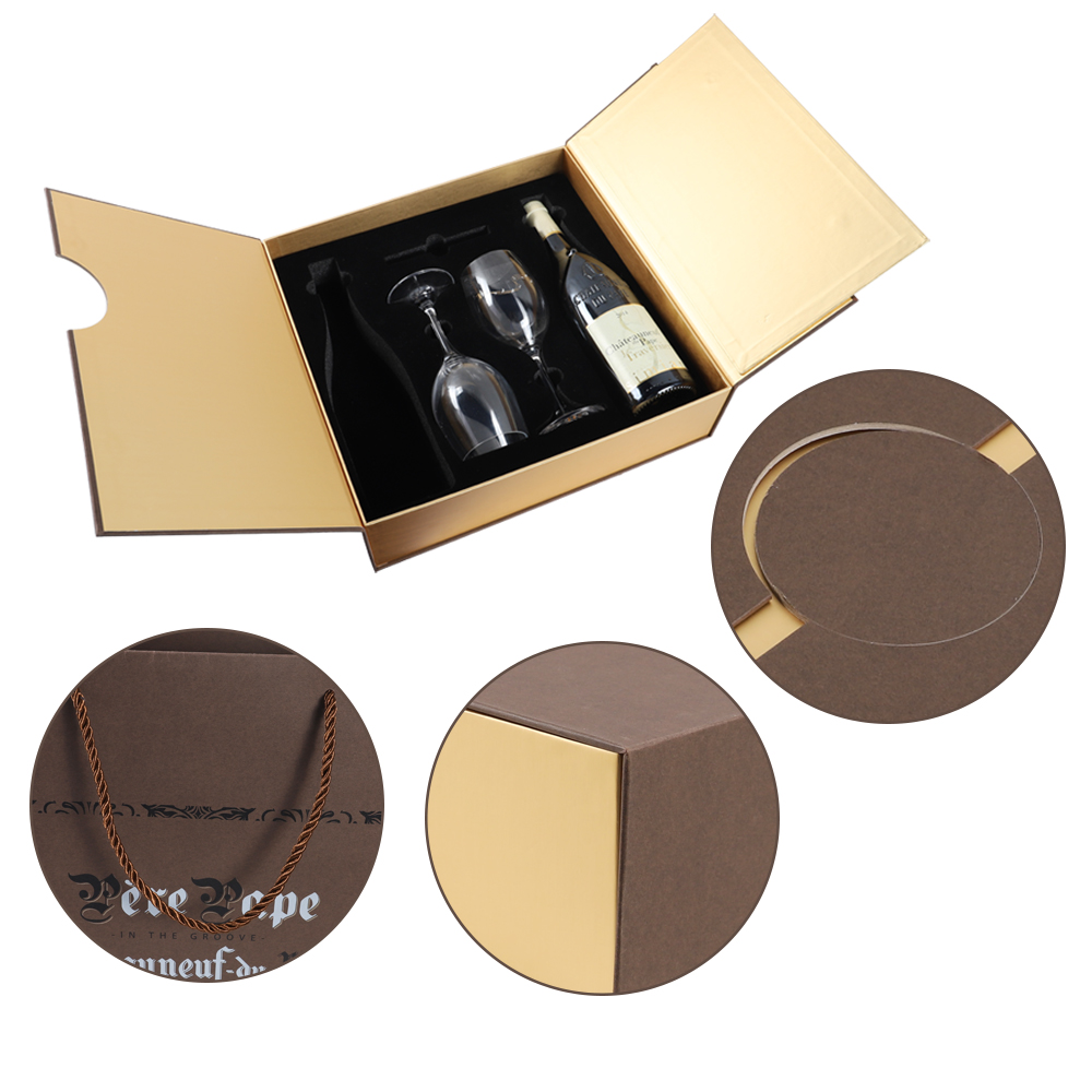 double door open Wine Gift Boxes 36.5 x35.3 x10.4cm, Bottle Gift Boxes for Liquor, Wine and Champagne with foam tray