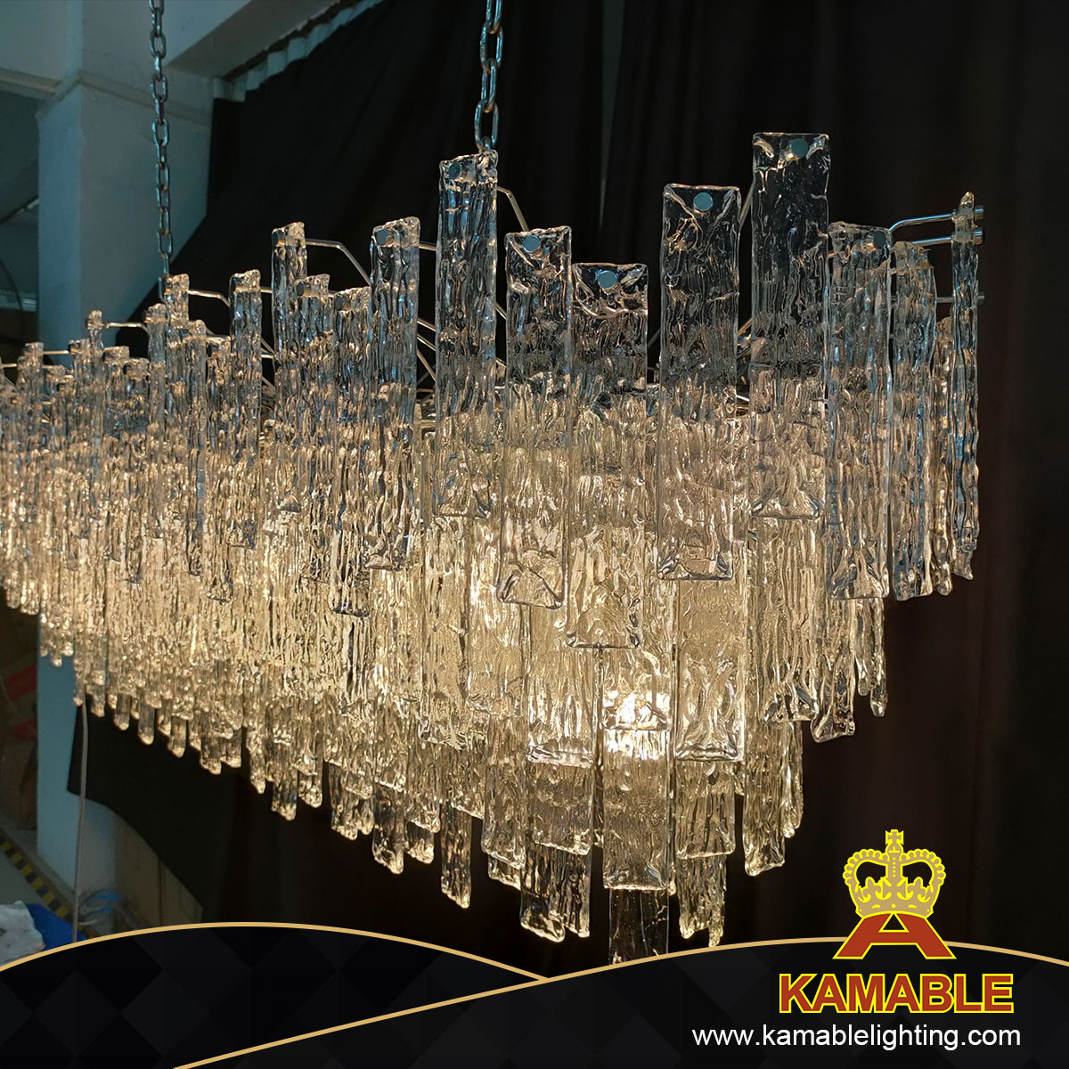 Подвесное освещение люстры с декоративными стеклянными слоями пульсации в столовой (KIB-10C)