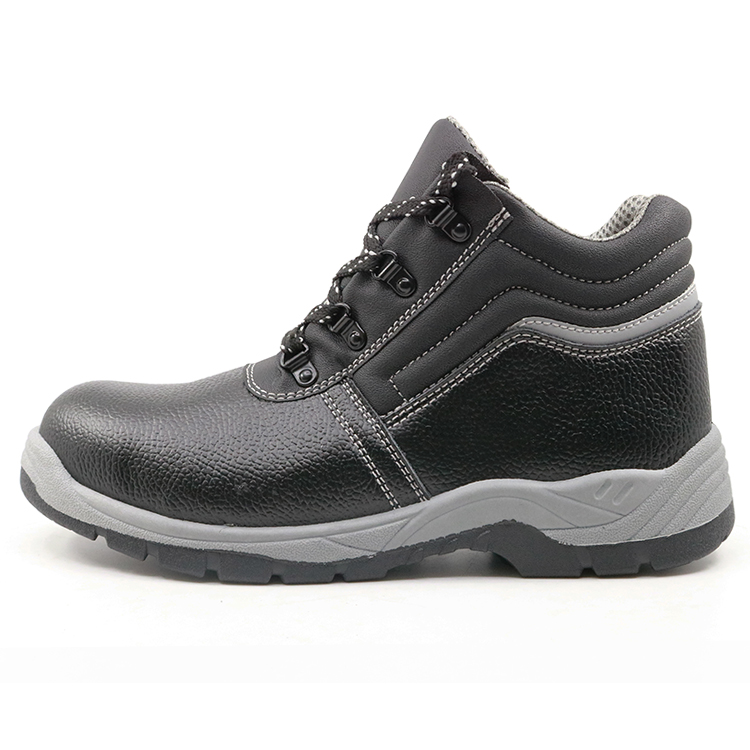 China PVC injection black leather steel toe cap work shoes
