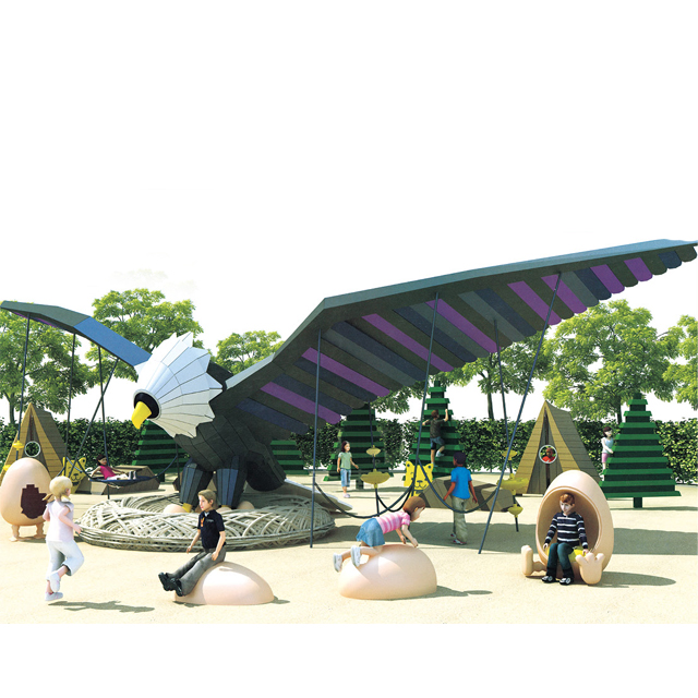 Parque infantil complejo al aire libre Águilas grandes que extienden las alas Parque infantil combinado con animales (HK-2801)