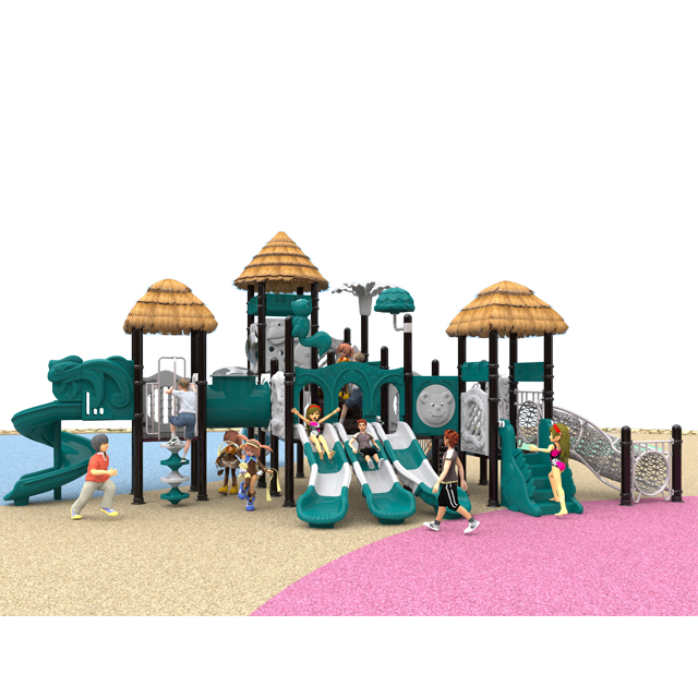 2022 Nouveau jeu de conception pour enfants avec aire de jeux au toit de chaume HKDLS01501