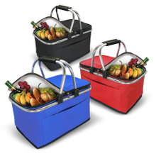 Custom Insulated Thermal Folding Basket Food Delivery Picnic Camping Handbag Lunch Basket Cooler Bag Picnic Basket