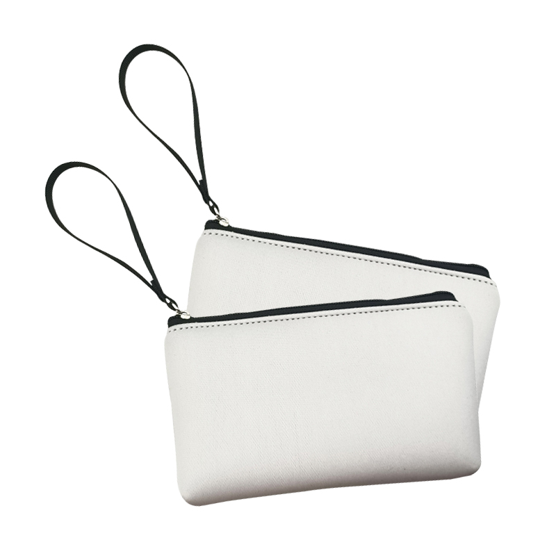 Custom Embossed Neoprene Zipper Pouch Jelly Strap Cosmetic Pouch Neoprene Travel Toiletry Makeup Bag