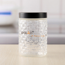 Diamond Shaped Glass Container Clear Glass Storage Jar with Screw Lid
