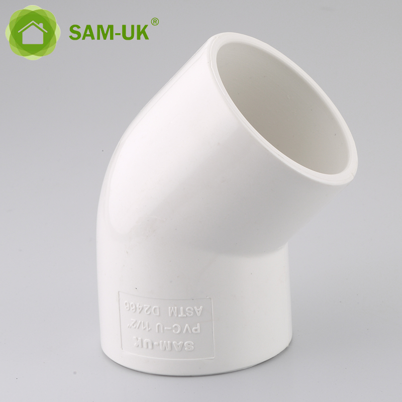 sam-uk 工厂批发高品质塑料 pvc 管道管道 45 度弯头配件制造商 2 英寸 pvc 管道弯头