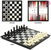 Wooden Chess Board Game Checker Chess And Backgammon Board 3-in-1 12" Folding Travel Magnetic