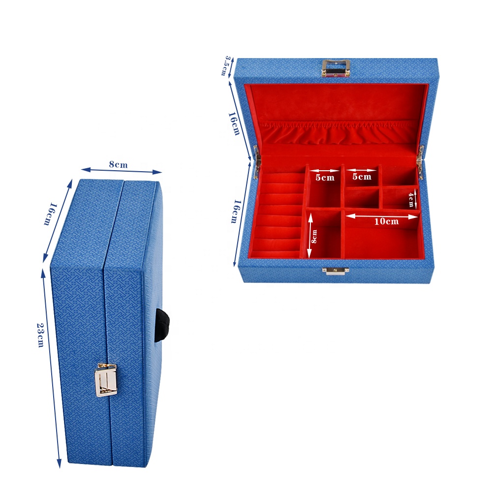 Fashion Rectangle Luxury Blue And Red Jewelry Jewelry Packaging Box for Women with Leather Elk Horn Decoration