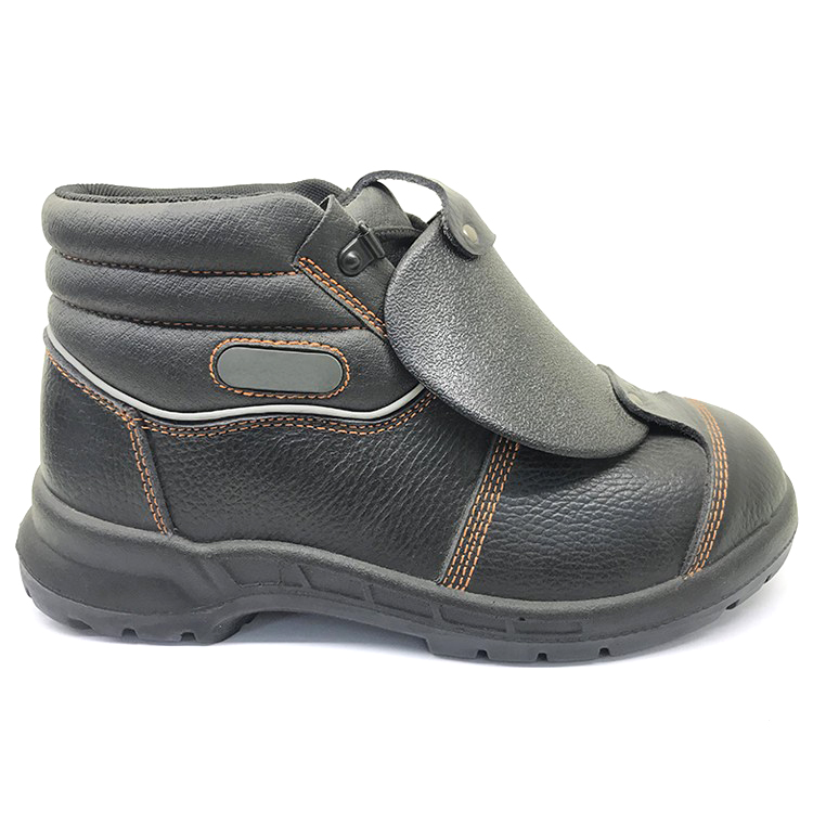 PU injection protective leather steel toe cap welding safety shoes for welders
