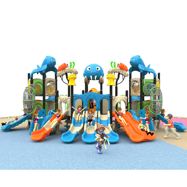 2022 New Design Large Outdoor Ocean series Playground Kids Playground with Various Slides HKDLS-ZZ0701