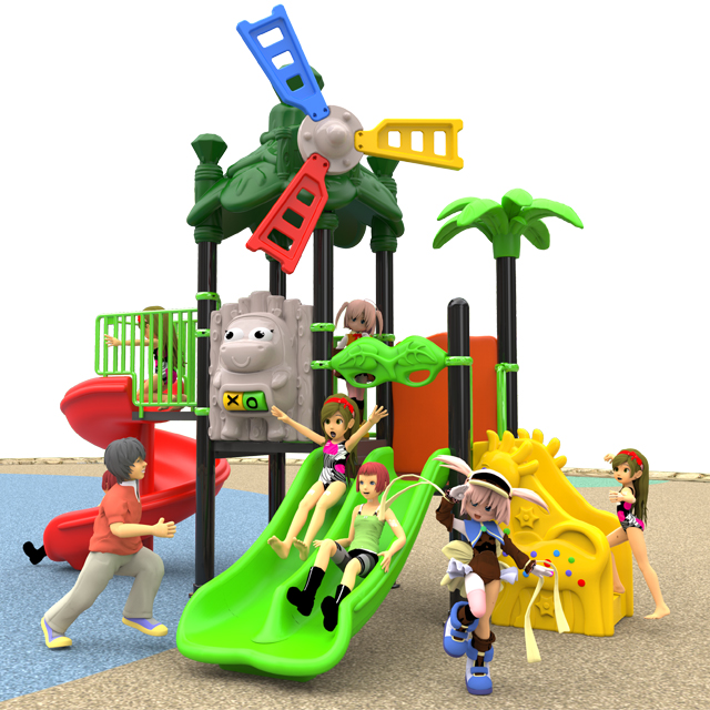 带长颈鹿梯子和 2 个滑梯的小型儿童游乐场滑梯 (WJ-C1)