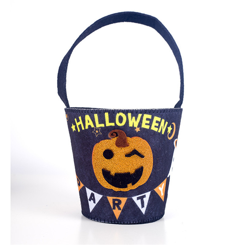 Factory Wholesale Halloween Decor Feste Felt Halloween Candy Bucket Bag Cartoon Funny Storage Basket