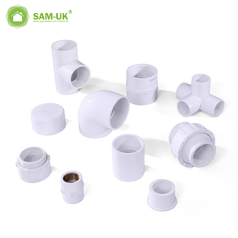 sam-uk 工厂批发优质塑料 pvc 管道水暖配件制造商 PVC 90 度变径母弯头