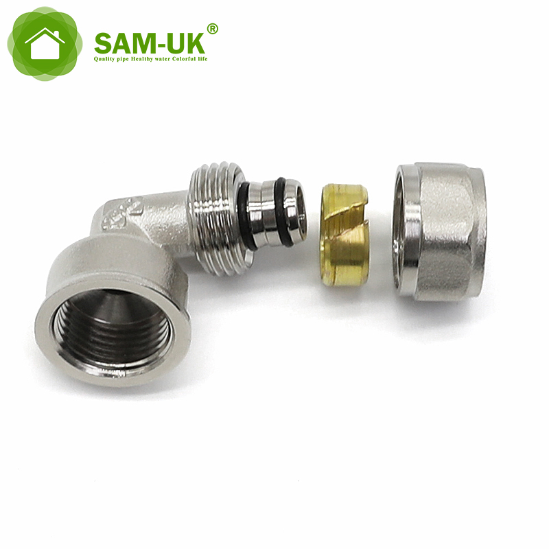 Ajuste de tubería de instrumentación PEX accesorios de bengala de 1/4 pulgadas para adaptador de agua tipos de 4 mm Tipos de latón Compresión