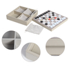 2021 hot sale backgammon set box style with dividers pounches for dices/checkers, pu out and velvet lining