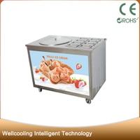 with 8 Toppings Falt Fried Pan Roll Ice Cream Maker