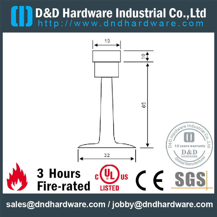 Tope cilíndrico de acero inoxidable / aleación de zinc para puerta de aluminio - DDDS090