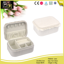 Natural Color Linen Round Corner Small Promotional Jewelry Gifts Box