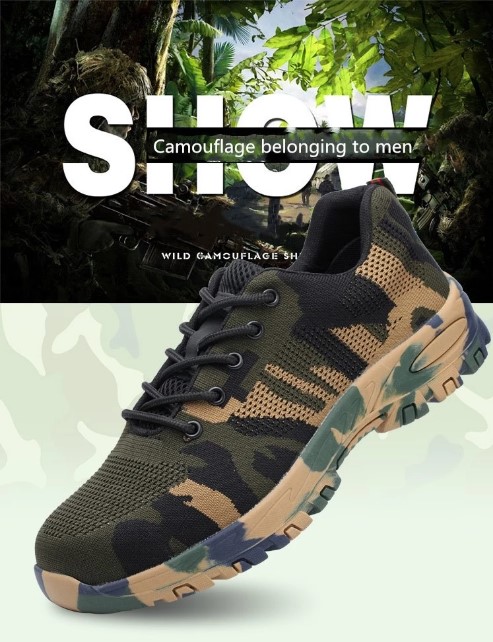 SP008 waterproof anti static steel toe camouflage army safety shoes