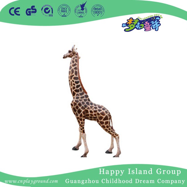 FRP mittlere Giraffen-Tierskulptur im Freien für Vergnügungspark (HHK-12803)