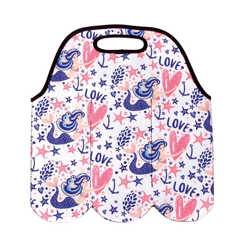Customize Recycled Soft Neoprene 3 Pack Can Wine Cooler Tote Bag for Beer Bottle