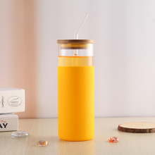 Glass Bottle Drink Glass Beverage Bottle with Wooden Lid