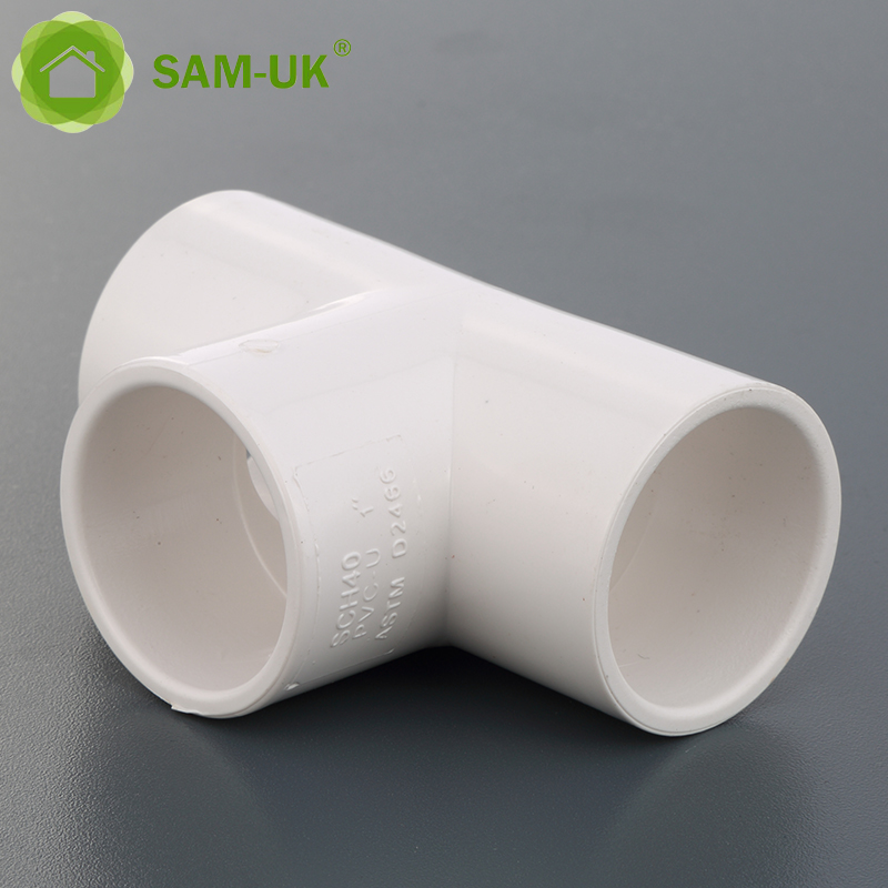 sam-uk 工厂批发高品质塑料 pvc 管水暖配件制造商计划 40 pvc 三通管件