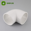 Fábrica sam-uk, venta al por mayor, plástico de alta calidad, accesorios de tubería de pvc de 90 grados, codo de fabricantes