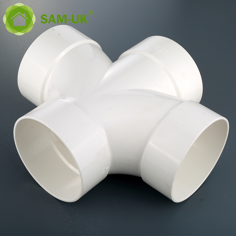 Fábrica al por mayor de alta calidad PVC tubo de plumbar accesorios Fabricantes de plástico PVC agua tubería cruzada