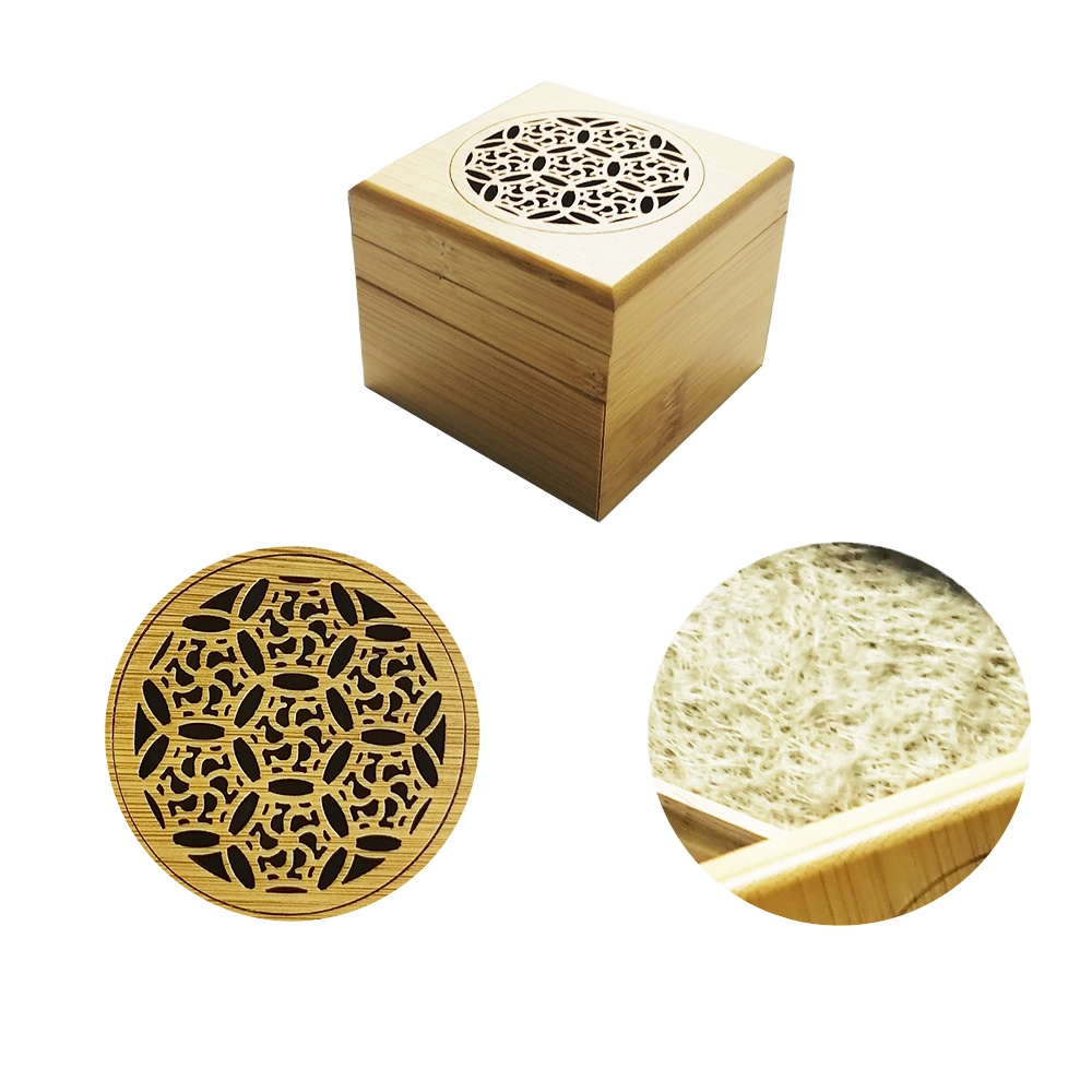 Square Incense Burner Charcoal Natural Bamboo Box Incense Holder Aromatherapy Fragrance Ornament Bamboo Handmade Incense Stick Cone Burner Holder Stand with Drawer