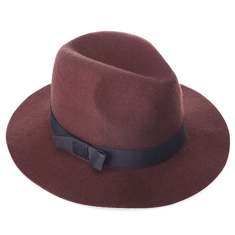 Wide brim wool fedora hat