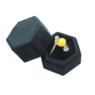 Velvet Jewelry Ring Box, Premium Gorgeous Vintage Double Ring Gift Box with Detachable Lid for Proposal Engagement Wedding Ceremony