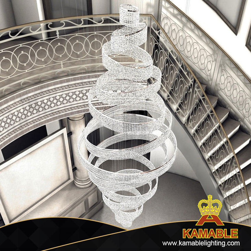 Роскошная удивительная лестница в вестибюле Shinning Asfour Crystal Metal Ring Chandelier (KIZ-83C)