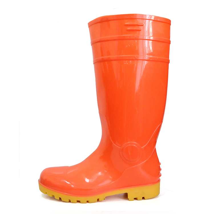 F30RY water resistant steel toe cap shiny safety rain boot pvc