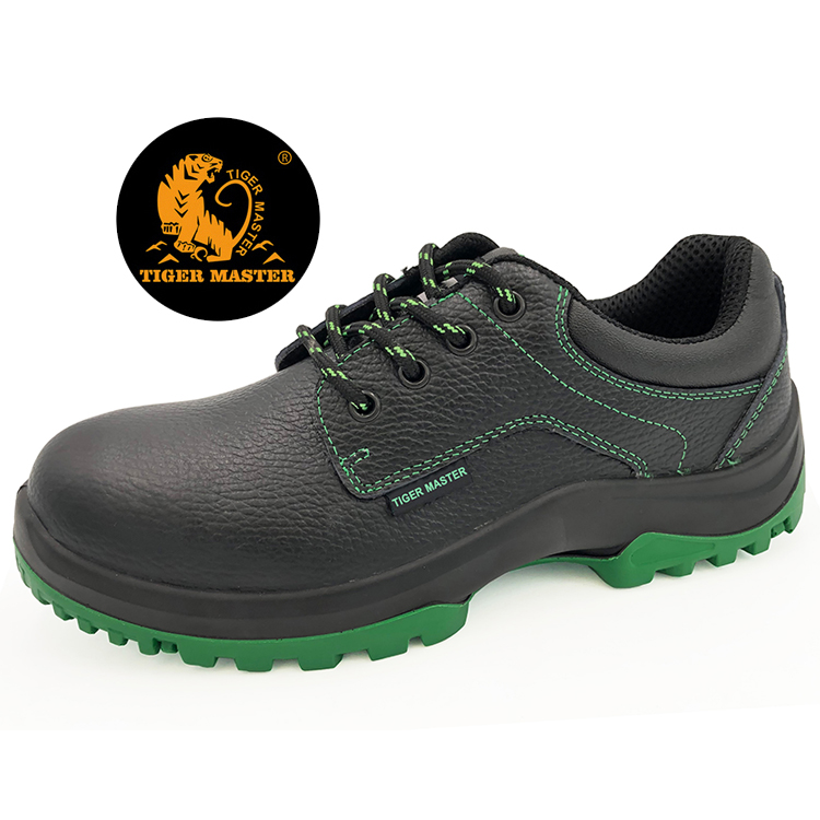 Black leather steel toe cap european safety shoes work