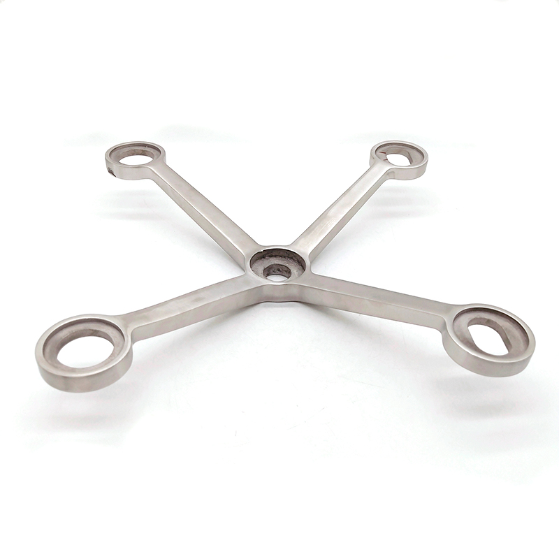 SS304 acero inoxidable 4 brazos cortina pared araña accesorios de vidrio