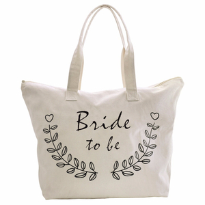Recycled Bag Canvas Tote Bag Travel Zip Pocket 100% Cotton Bags