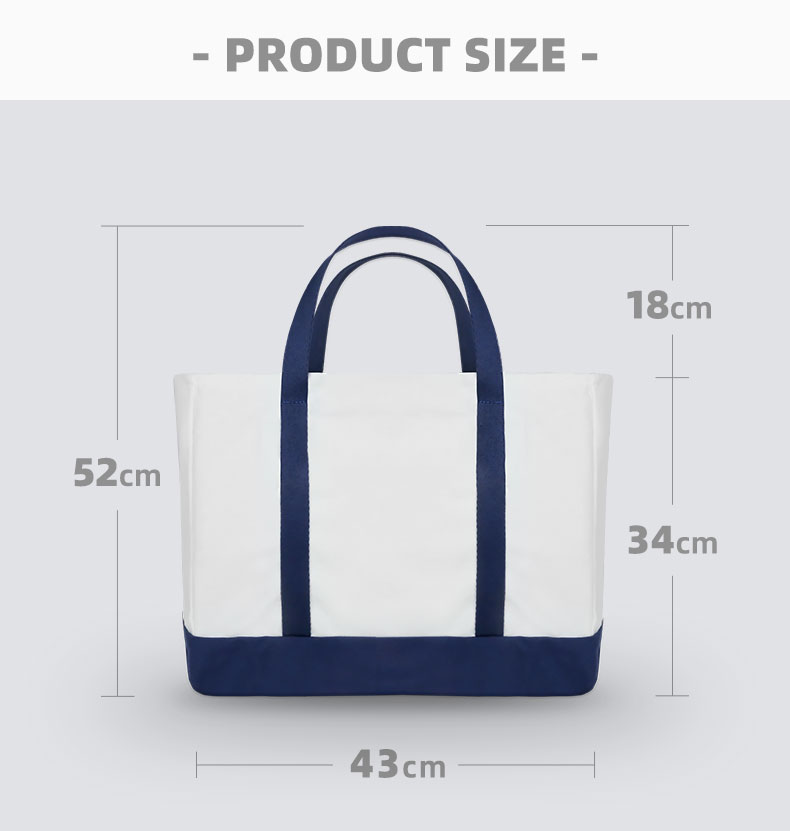 Custom Large Fashion Beach Cotton Canvas Boat Tote Bag