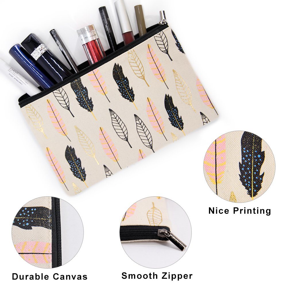Custom Pattern Designer Zipper Toiletry Bag Pen Case Multi-Purpose Travel Cotton Canvas Cosmetic Bag