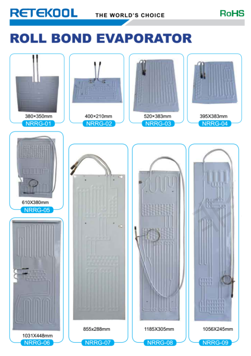 Evaporador Roll Bond de aluminio plano