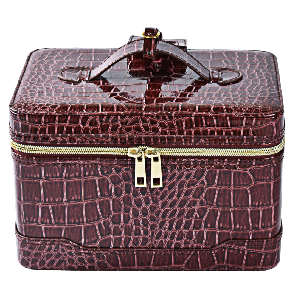 High Quality Travel Pu Leather Woman Fashion Beauty Makeup Vanity Box with Zipper
