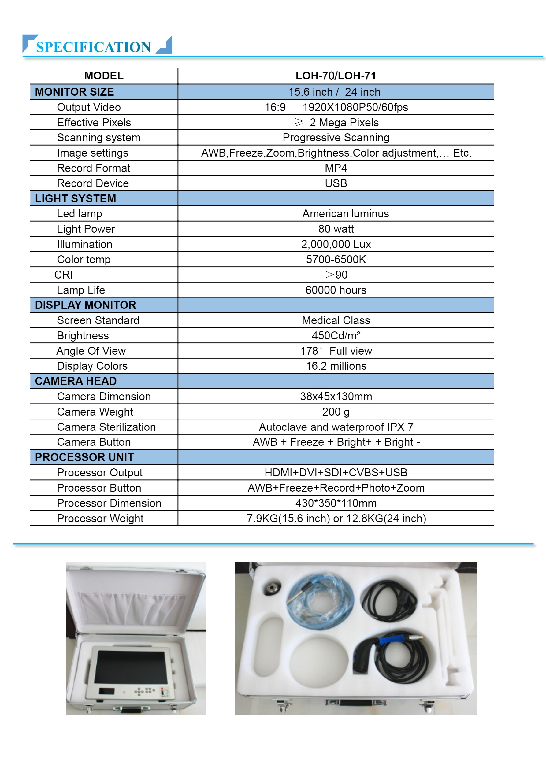 LOH-70 LOH-71 Sistema de c&aacute;mara para endoscopia port&aacute;til Full HD 1080P-(1)-2
