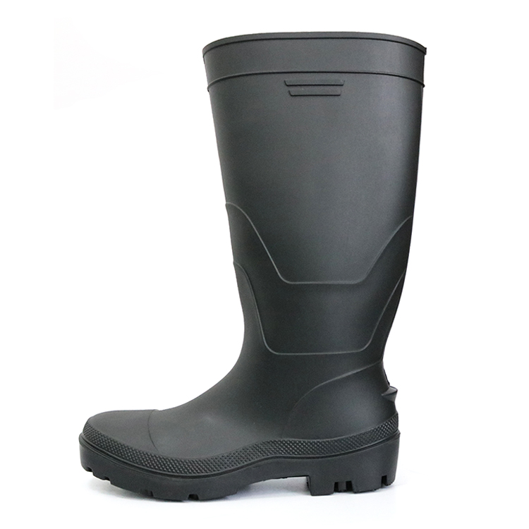 F35BB black waterproof steel toe cap matte pvc safety rain boot