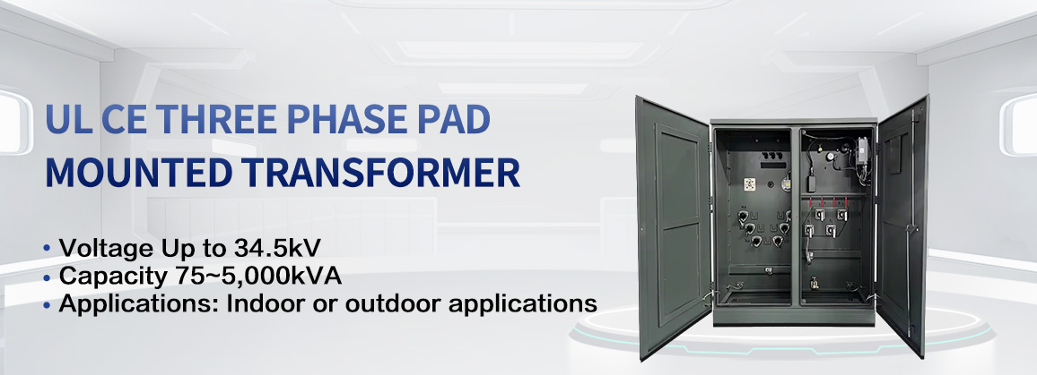 Driefasige op een pad gemonteerde transformator