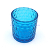 Yayun dimond embossed blue glass candle holder