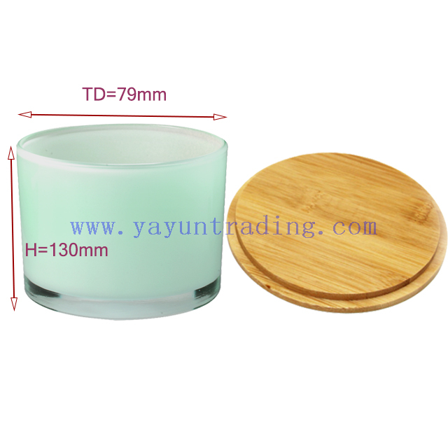 Wholesale Big Mouth Mint Green Unique Candle Jars with Bamboo Lid 