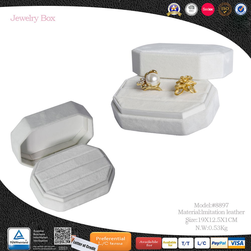 Velvet Jewelry Ring Box, Double Ring Gift Box with Detachable Lid for Proposal Engagement Wedding Ceremony