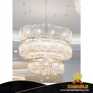 Роскошная роскошная трехслойная люстра Crystal Gold Metal Palace Villa (KIZ-68C)